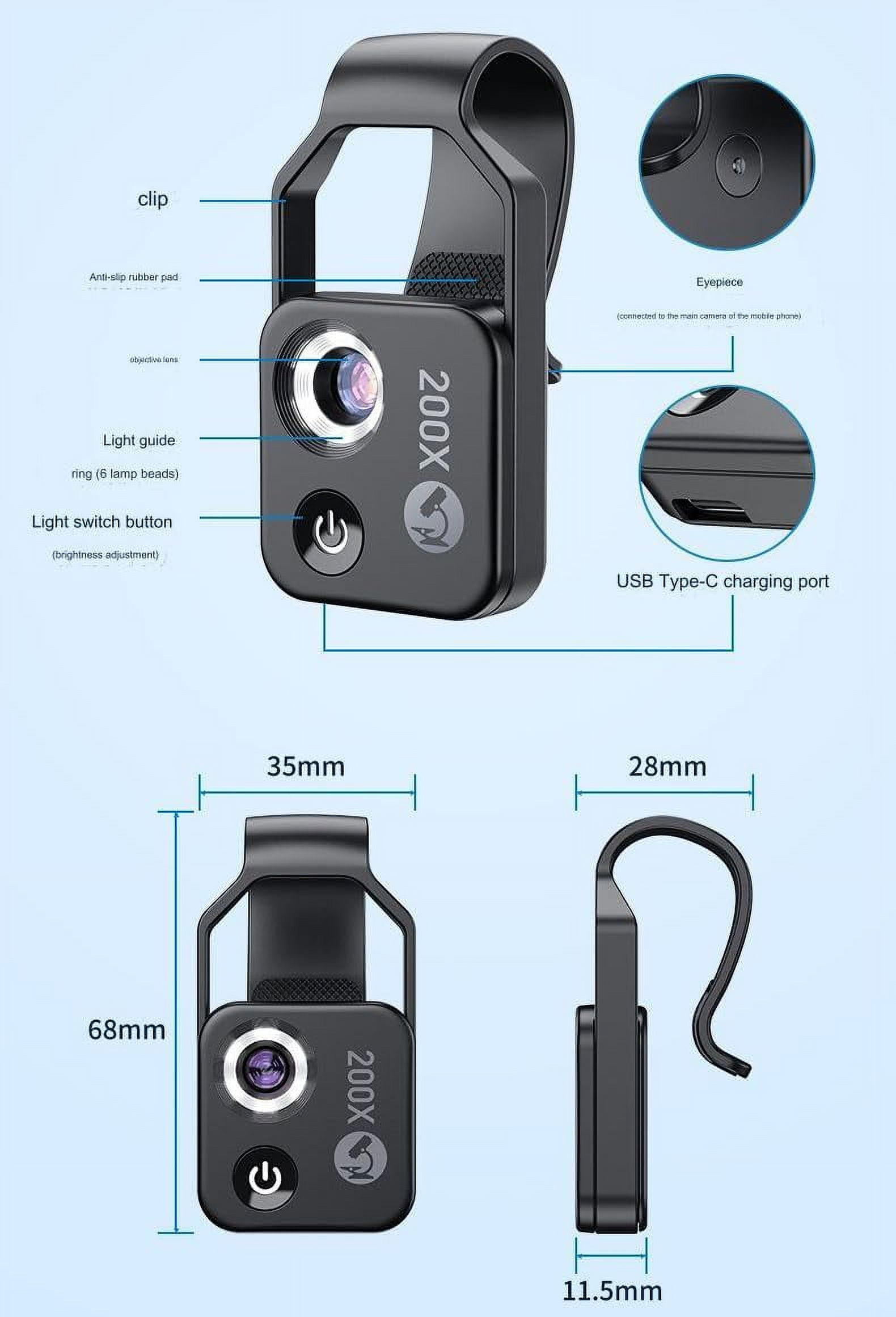 Generic Nano Zoom Objectif 200x Pour IPhone, Zoom Nanozoom 200x, Objectif De Téléphone Portable Nanozoom, Microscope De Poche Nanozoom X200 (Noir