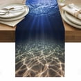 thumbnail image 2 of Deep Blue Ocean Table Runner, Underwater World Clear Water Ripple Sunlight Cotton Linen Kitchen Table Decoration Washable Dining Tabletop Runners for Home Party Decor 13x36 Inches, 2 of 9