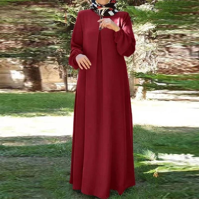 Mrat Women Muslim Clothing Large Size Women's Long Sleeve Long Dress Fashion Loose Long Sleeve Maxi Robe S-51 Wine M - Walmart.com Mrat Women Muslim Clothing Large Size Women's Long Sleeve Long Dress Fashion Loose Long Sleeve Maxi Robe S-51 Wine M - Walmart.com