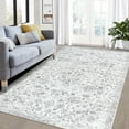 thumbnail image 1 of YUSAZENS 8x10 Vintage Floral Traditional Distressed Non-Slip Low Pile Area Rug Indoor Throw Carpet Floor Decor Gray, 1 of 7