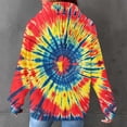thumbnail image 7 of thefmos Women's Hooded Drawstring Tie Dye Sweatshirt with Kangaroo Pocket Casual Long Sleeve Pullover Fashion Fall Winter Outfit, Red 2XL, 7 of 7