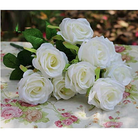 Novo Artificial Flowers Fake Rose, DIY Decoration and Flower Arrangement, Table Flower, Silk 10 heads