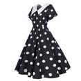 thumbnail image 5 of Elainilye Fashion Womens Dresses Court Contrast High Collar Polka Dotted Large Dress Formal Dress,Black, 5 of 8