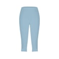 thumbnail image 4 of Women's Leggings Women'S Cropped Pants 2024 High Waisted Yoga Capri Pants Lightweight Comfortable Solid Color Soft Casual Pajama Pants,Blue Women's Legging M, 4 of 5
