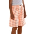 thumbnail image 2 of OGLCCG Girls Plaid Bermuda Shorts Knee Length Wide Leg Shorts with Pockets Loose Casual Elastic Waist Summer Shorts 4-14 Years, 2 of 7