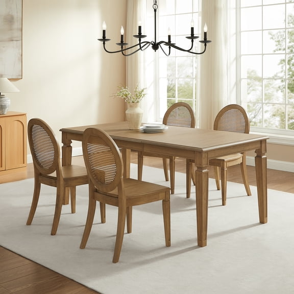 Crosley Furniture Katia 5-Piece Dining Table With Cane-Back Chairs in Driftwood