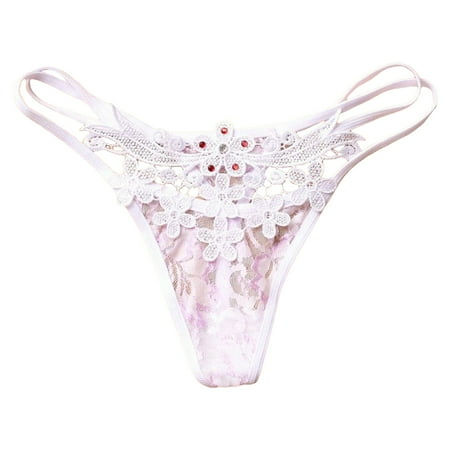 IUJSOY Ladies Underwear Panties Womens Sexy Low Waist Ultra Thin See Through Lace Thong Panties