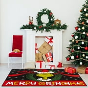 Licensed Dr Seuss Grinch "Merry Grinchmas" Wreath Christmas Novelty Indoor Area Rug (54x78) by Gertmenian