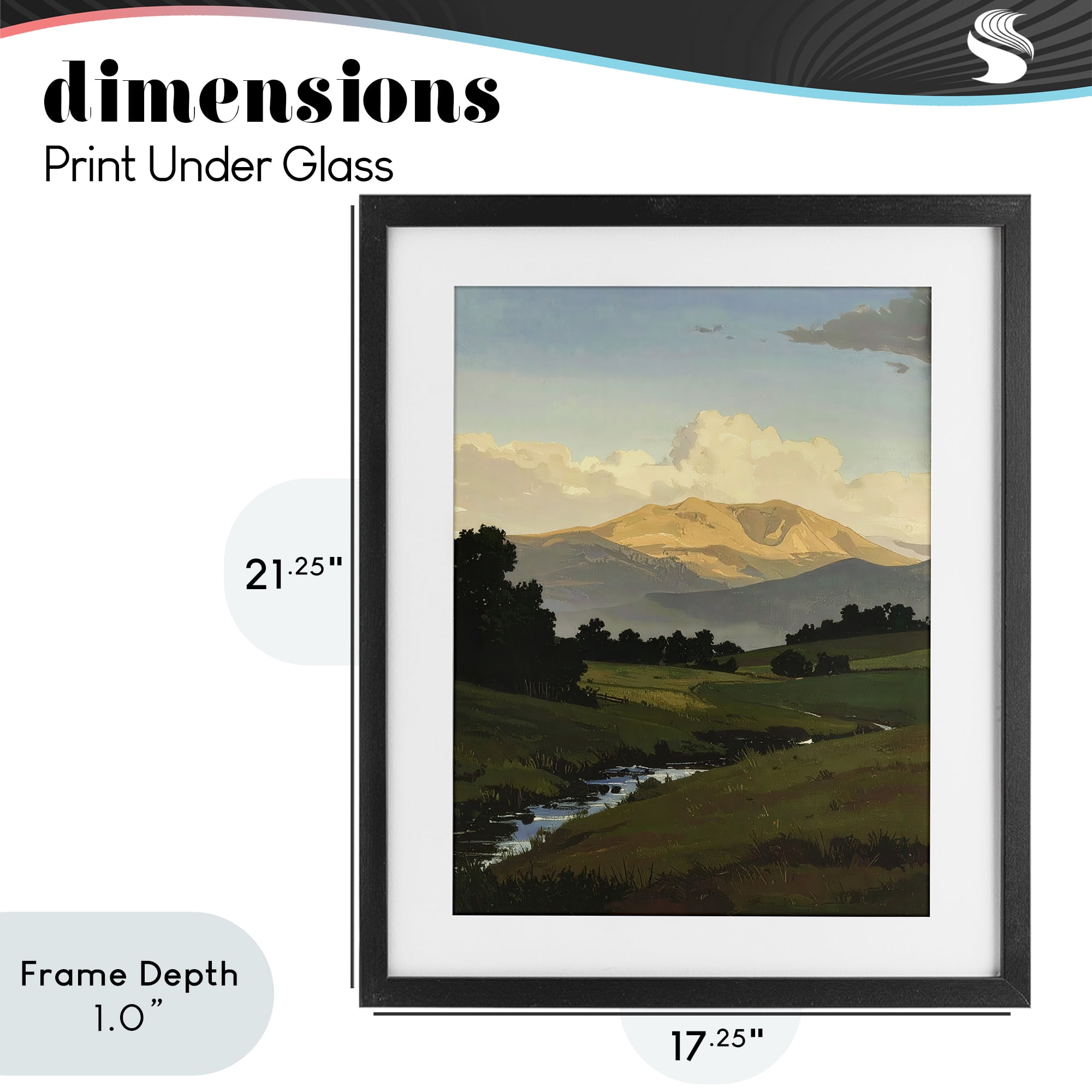 Stupell Industries Across The Valley Nature Black Framed Print Under Glass, design by Alonza Saunders