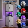 thumbnail image 5 of 64.6" Farmhouse Corner Cabinet with LED Light, Tall Bathroom Cabinet with 4 Barn Doors and 5 Tier Shelves, Freestanding Corner Bar Cabinet with USB Ports & Outlets for Living Room, Kitchen, Bar, 5 of 8
