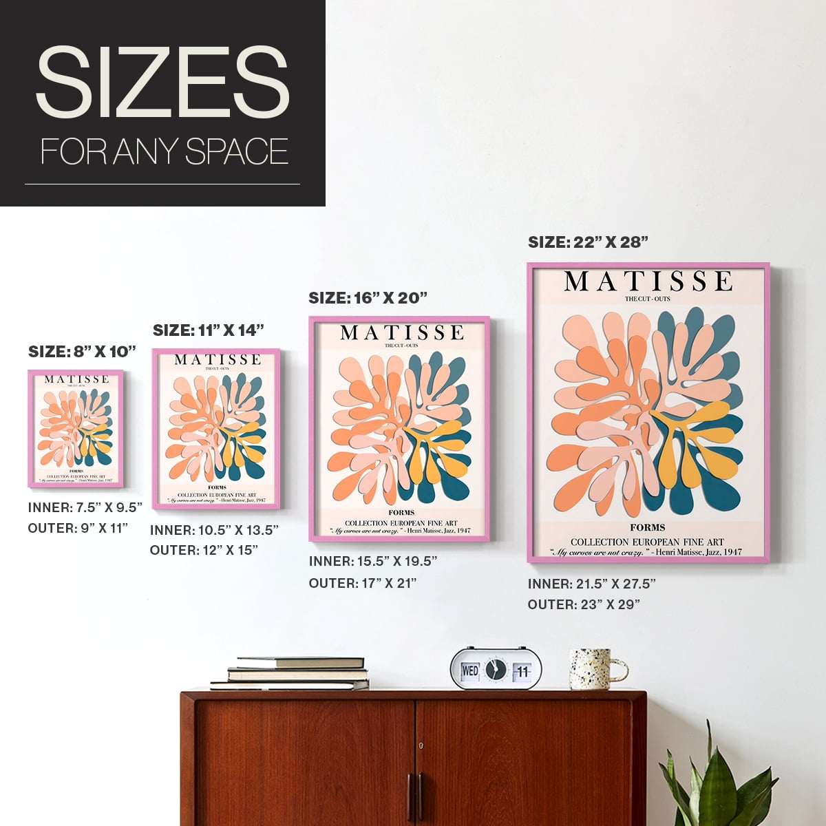 Matisse CXCIV Framed Print in Pink Solid Wood 8 x 10 Framed Print