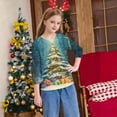 thumbnail image 6 of Atogsazn Kids Girls Christmas 3/4 Sleeve Shirt Children Christmas Tree Crew Neck Loose Fit Blouse Pullover Tops Clothing 13-Multicolor 9-10 Years Fashion, 6 of 7
