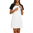 thumbnail image 6 of Purcolt Womens Color Block Pregnant Nursing Nightgown Summer Comfort Crewneck Built-in Bra Short Sleeve Maternity Breastfeeding Dress Delivery and Labor Gown for Hospital, 6 of 9