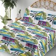 thumbnail image 3 of Ambesonne Leaf Print Fitted & Flat Sheet with Shams 4 Pcs Set, Watercolor Leaves Modern, Full, Fern Green and Multicolor, 3 of 5