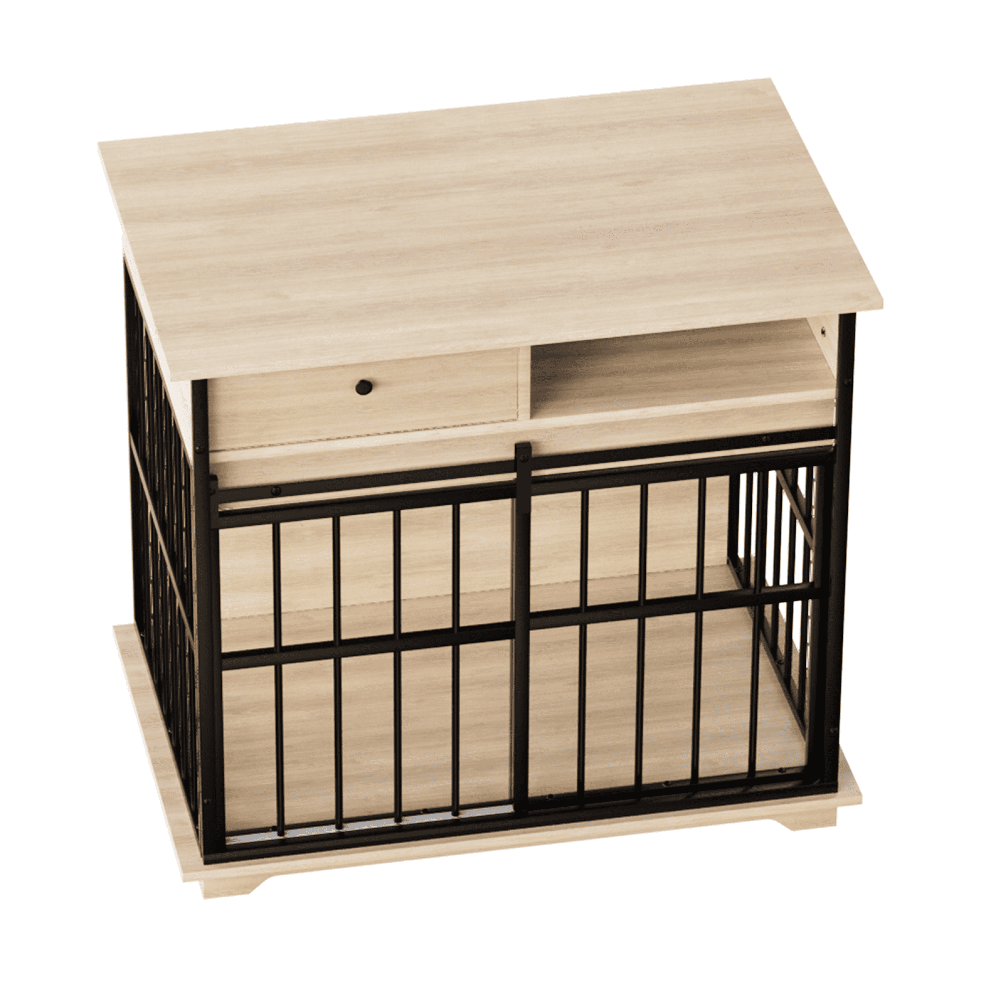 Leumius Dog Cage Furniture, Small Dog Cage Furniture Wooden Dog Pen Furniture for Small Dogs Black+Natural