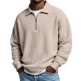 thumbnail image 3 of KKBOTIVE Fashion Polo Shirts for Men Collared Long Sleeve Shirt Comfort Quarter Zip Thermal Workout Shirts Casual Tops, Khaki Size: XXXXL, 3 of 5