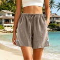 thumbnail image 6 of BUIGTTKLOP Cotton Shorts for Women Drawstring High Waisted Lounge Shorts Summer Casual Loose Embroidered Comfortable Breathable Shorts, 6 of 8