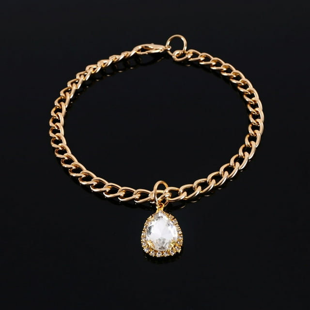 Collar para perros Colco joyería ajustable con colgante brillante blanco