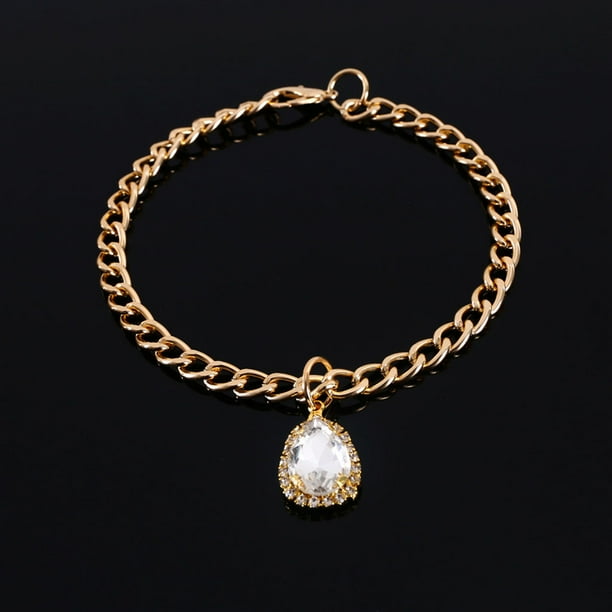 Collar para perros Colco joyería ajustable con colgante brillante blanco
