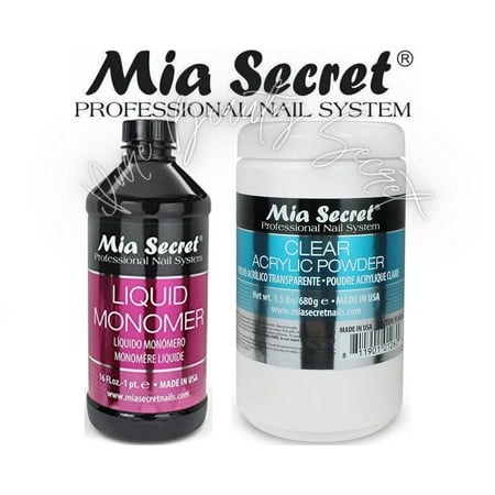 Mia Secret Liquid Monomer 16 oz & Clear 1.5 lb