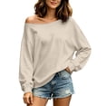 thumbnail image 2 of cocolona Off Shoulder Sweatshirts for Women Oversized Pullover Long Sleeve Drop Shoulder Casual Fall Tops, 2 of 8
