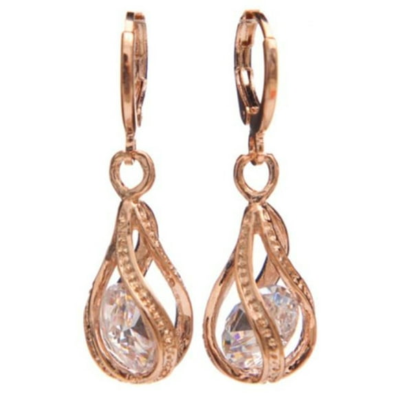 Goldtone Crystal Teardrop Design Dangle Earrings Woman Fashion  Jewelry-157-A