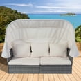 thumbnail image 3 of Glavbiku 6Pcs Outdoor Patio Sofa Set,Daybed Sunbed with Retractable Canopy,Wicker Furniture,Beige, 3 of 13