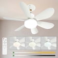thumbnail image 1 of 52cm Quiet Ceiling Fan with Light and Remote Control, 40W Ceiling Fan Lamp with E27 Socket, Living Room, 3 Speeds, 6 Blades, 1 of 5