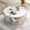 Gold, variant on DEXTRUS 2-Tier Round Coffee Table Marble Center Cocktail Table with Glass Open Storage Shelf, White & Black