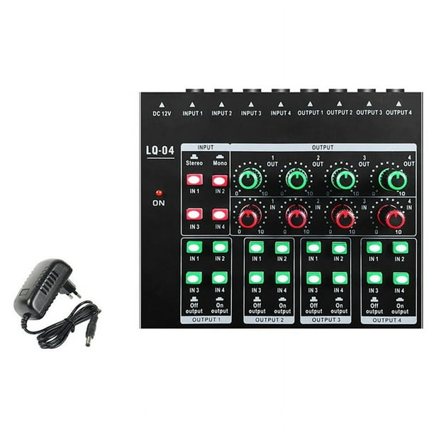 -LQ04 Mini Mezclador De Audio Con Crossover, Amplificador De Auriculares Multicanal, Enchufe Europeo