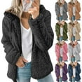thumbnail image 7 of Aosijia Women Jacket Female Hooded Fleece Plush Coat Plus Size Winter Warm Zipper Top Overcoat Outerwear Coffee M, 7 of 7