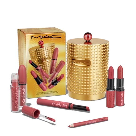 MAC Cosmetics Limited Edition Stay Curious Party Crew Vault - 4 Lipsticks - Lipgloss and Lip Pencil C80