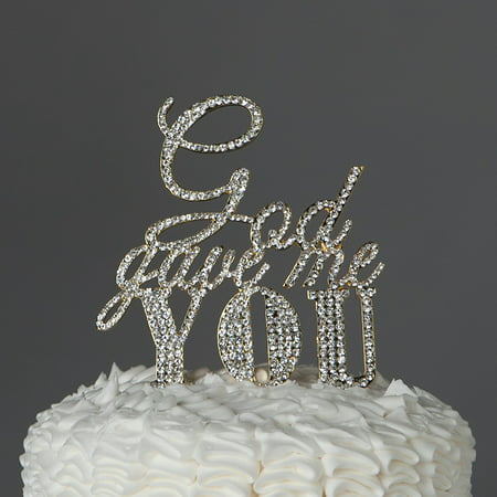 God Gave Me You Cake Topper for Wedding or Anniversary, Gold Religious Christian Party