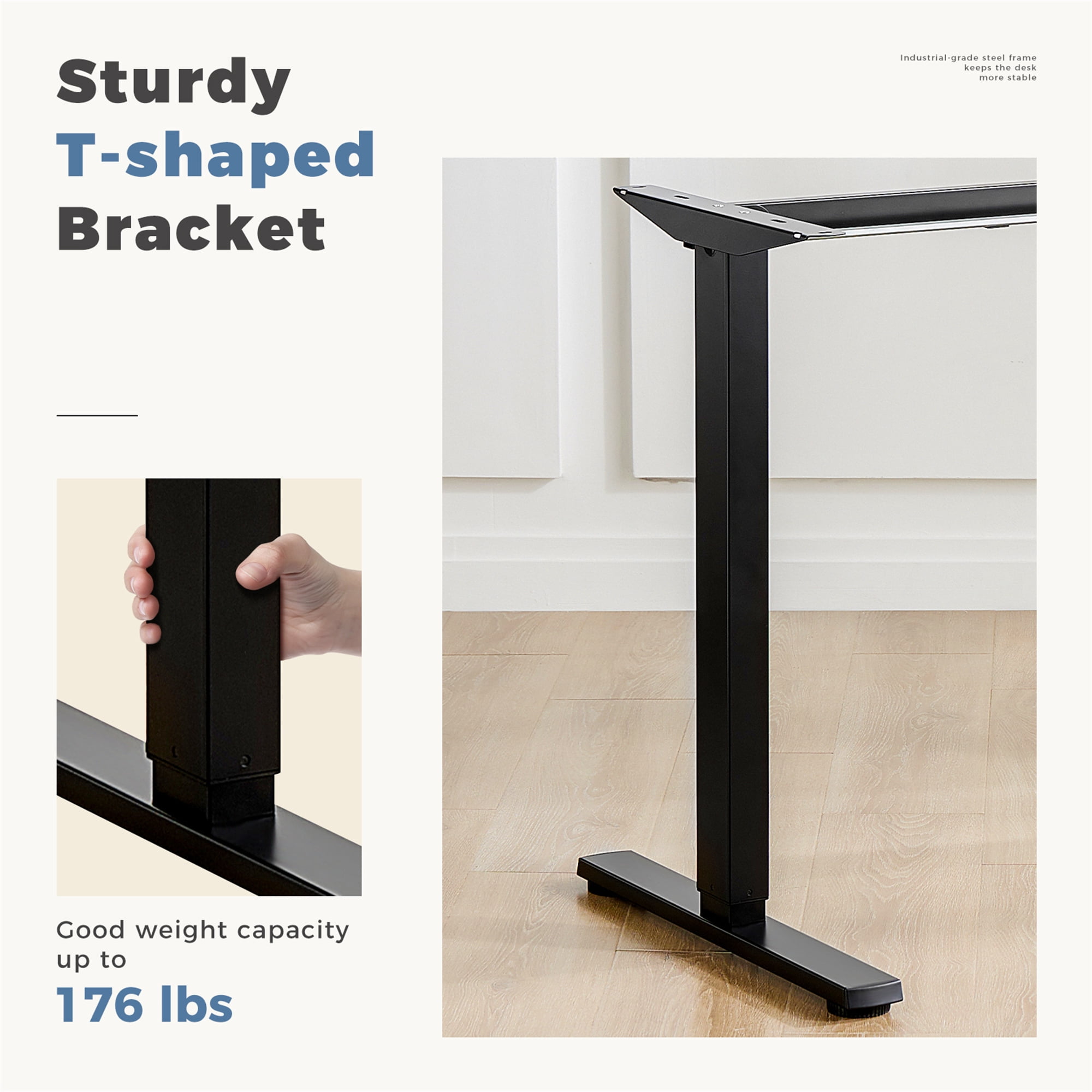 Aukfa 55" Electric Standing Desk, Adjustable Height Stand up Desk for Home Office, Brown
