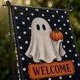 thumbnail image 7 of 12x18 Inch Halloween Ghost Welcome Garden Flag, Double Sided Weather Resistant Yard Flag with White Polka Dots Pumpkin, Spooky Fall Outdoor Lawn Porch Home Halloween Thanksgiving Decor Flag, 7 of 7