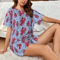 thumbnail image 4 of Honeii Cartoon Lobsters 2 for Women's Summer Pajama Set ,Soft Short Sleeve Shirt & Matching Bottoms,Loungewear,2PCS Sleepwear Relaxed Home Wear-X-Large, 4 of 6