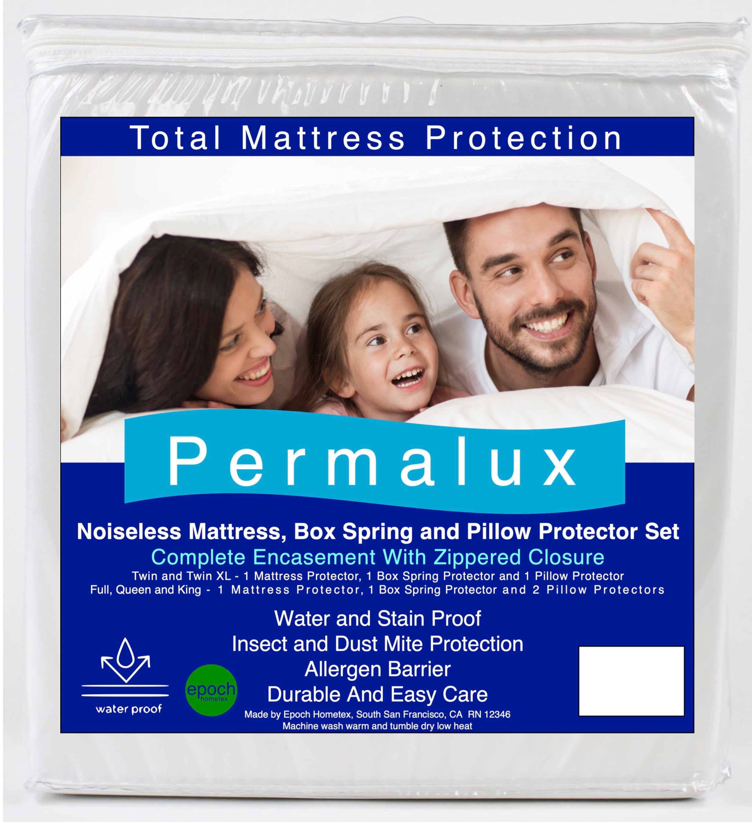 Permalux 4Piece Waterproof Encasement Mattress and Box Spring