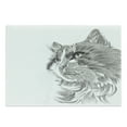 thumbnail image 1 of Animal Cutting Board, Cat Head Portrait Furry Head Kitten Domestic Meow Pet Drawing Illustration, Decorative Tempered Glass Cutting and Serving Board, Large Size, Grey White, by Ambesonne, 1 of 1