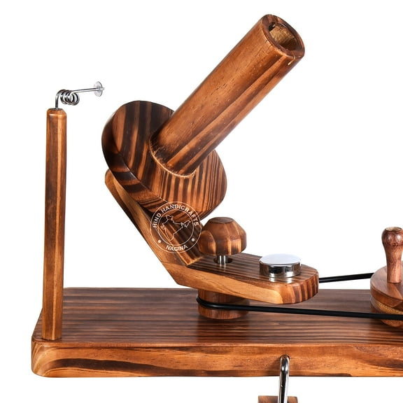 Hind Handicrafts Handcrafted Wooden Yarn Ball Winder for Knitting Crocheting - Natural Hand Operated - Knitter's Gifts Center Pull Ball Winder (Pinewood)