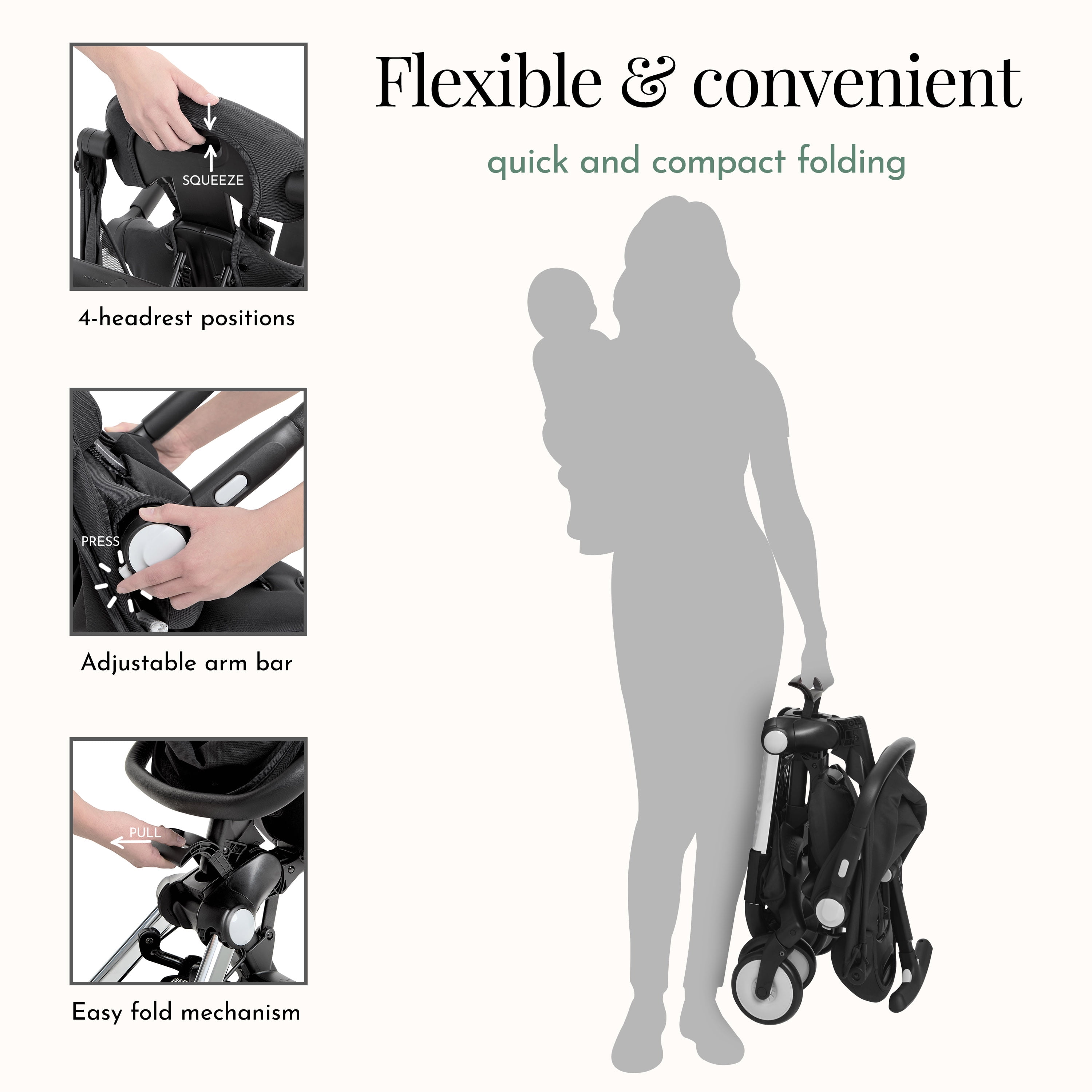 Evolur Velo Rider Stroller, Caviar