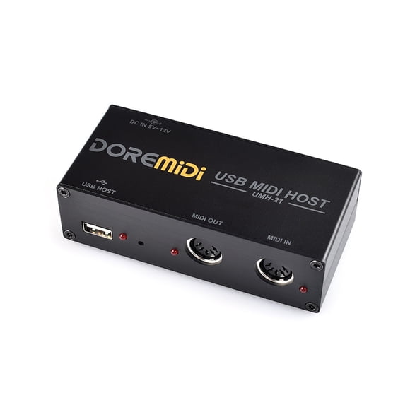 Boîte Interface MIDI USB Haute Vitesse par DOREMiDi - 1 Sortie, Hub MIDI 16 Canaux pour Claviers, Instruments à Vent et Tambours Électroniques (Modèle UMH-21)