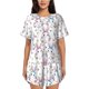 thumbnail image 1 of Balery Cartoon Cute Rabbit Conjunto de Pijama para Mujer con Estampado, Dos Piezas de Manga Corta y Shorts, Ropa de Dormir Suave con Cuello Redondo y Bolsillos-Small, 1 of 6