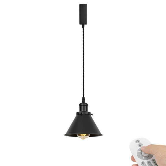 KAYYELAMP H-Type Track Light Adjustable Cord Dimming Timing Pendant Black Metal Light Vintage Design for Kitchen Bar Loft(No Track)