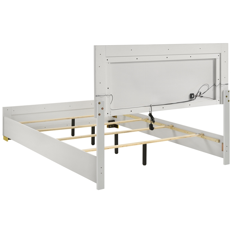 Coaster Company 4-Piece Contemporary Wood Queen Bedroom Set, White/Gold