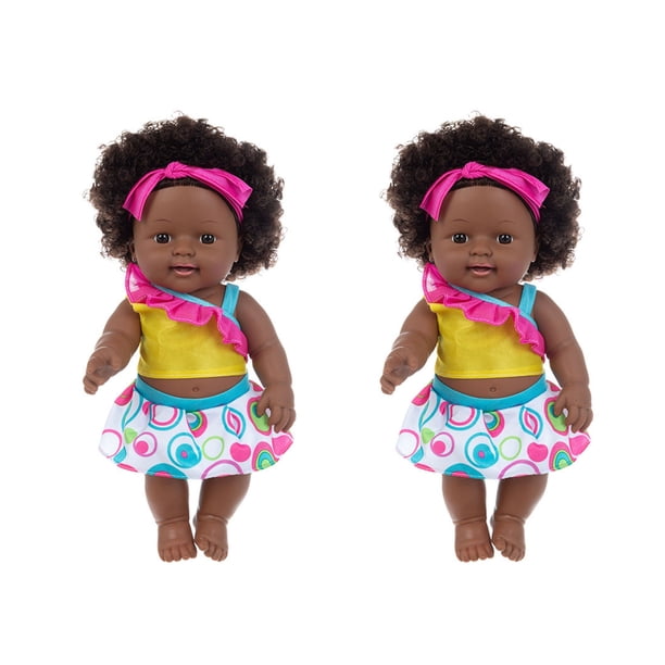 Negro africano negro bebé lindo rizado negro 12 pulgadas vinilo bebé juguete Wmkox8yii shdjk4329