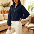 thumbnail image 4 of BUIGTTKLOP Cropped Sweatshirts for Women Lightfleece Lined Half Zip Collared Pullover Tops Loose Fit Comfy Top Fall Fashion Outfits Clothes, 4 of 8