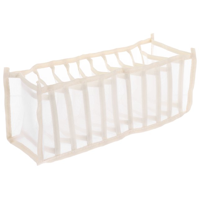 Caja de almacenamiento para ropa interior, calcetines, bandeja para guardar, organizador de sujetadores con múltiples rejillas, 11 rejillas, color beige