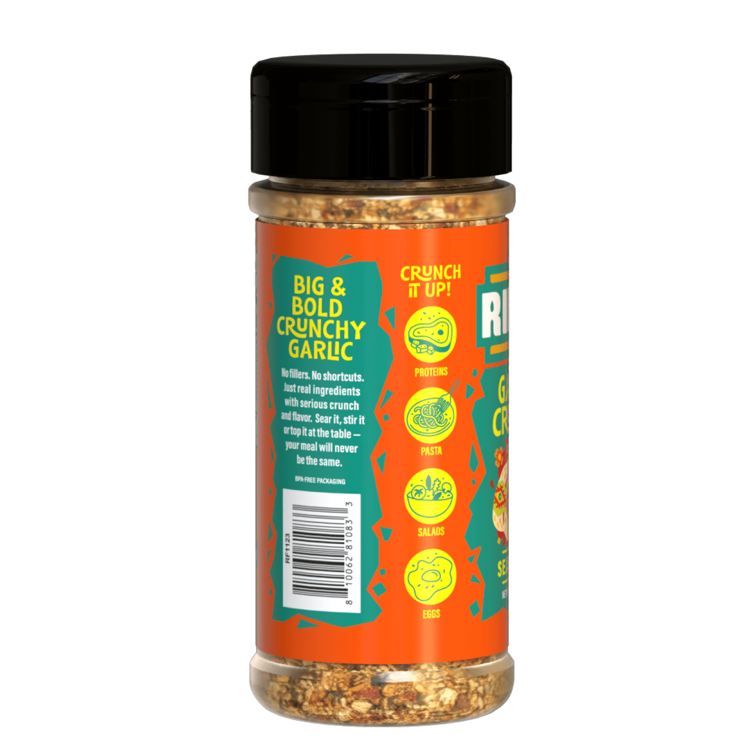 (3 pack) Riega Garlic Crunch Shaker, Large-Cut Garlic Herb Seasoning, 3.7 oz