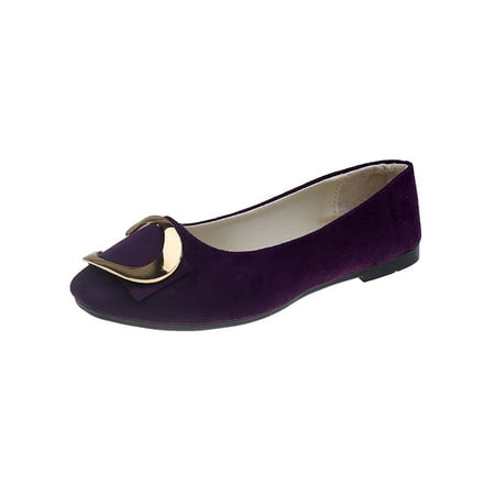 

Lacyhop Womens Flat Shoes Comfort Casual Shoe Slip On Flats Formal Lightweight Pumps Breathable Square Toe Dark Purple 7