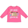 thumbnail image 3 of Inktastic My Mimi Loves Me with Sloth and Hearts Boys or Girls Long Sleeve Toddler T-Shirt, 3 of 5